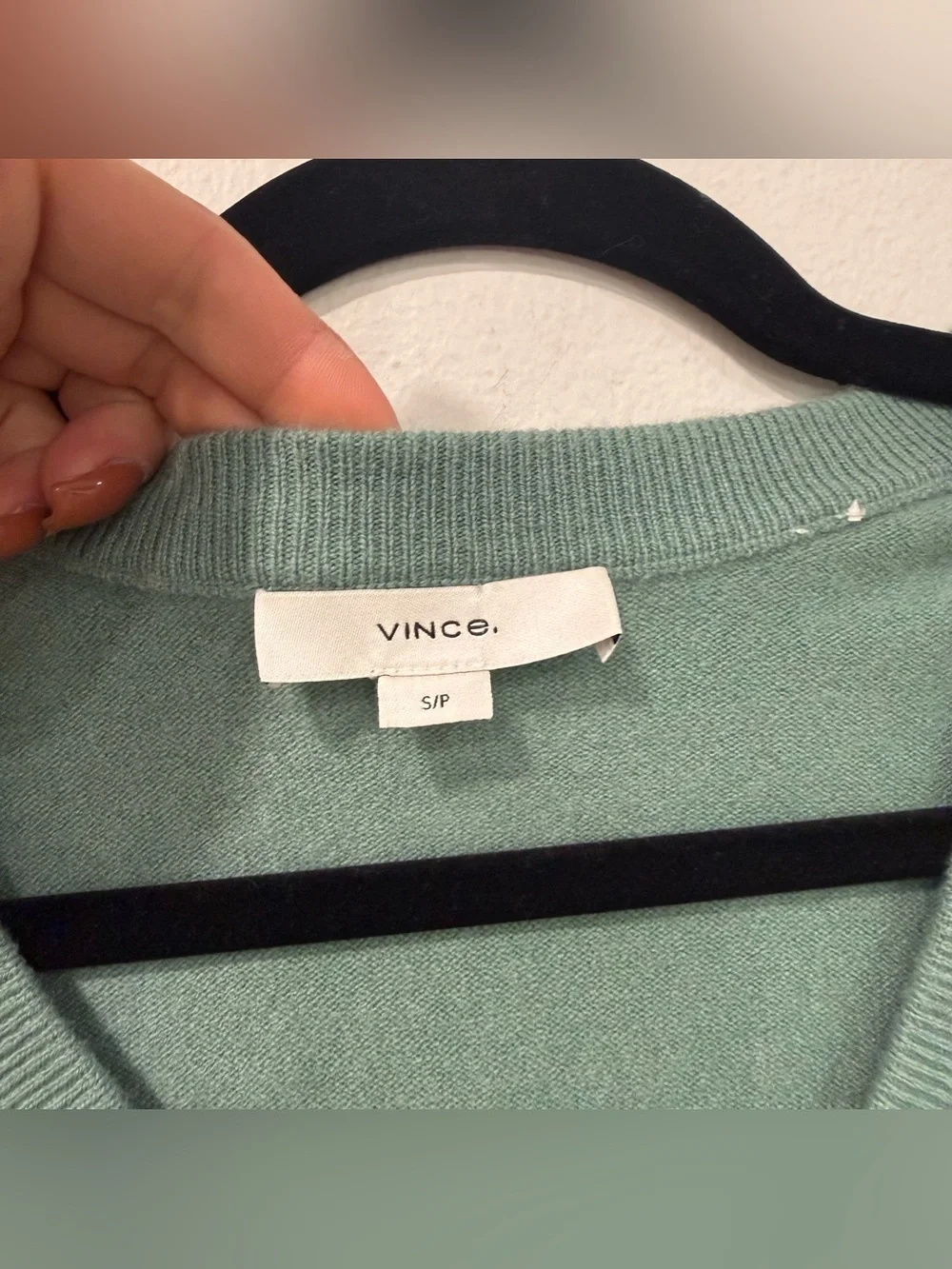 Vince Green Wool Cashmere Blend V-Neck Sweater S